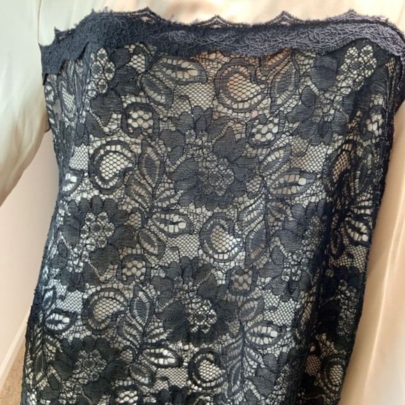 Forever 21 Blouse Round Neck Long Sleeves Lace Overlay Tan/Black Women’s L NWT - Picture 5 of 13